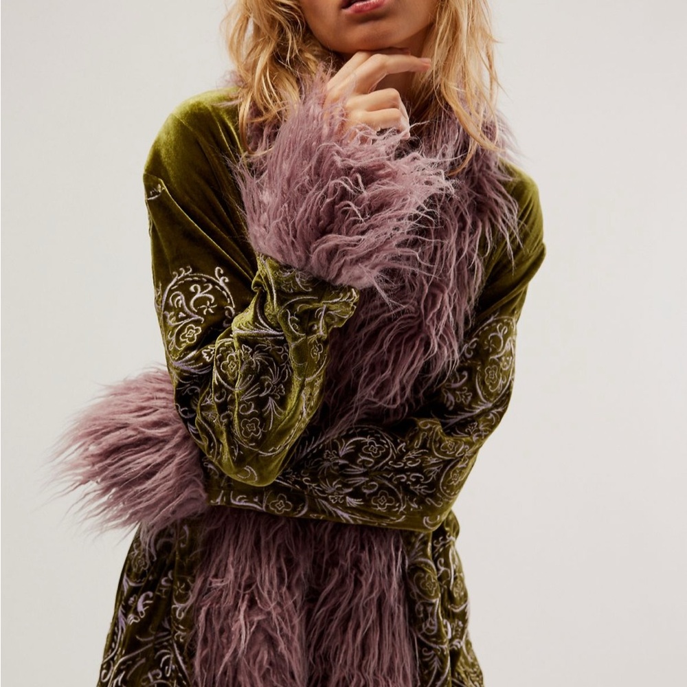 Free People Moon Glow coat in basil size large